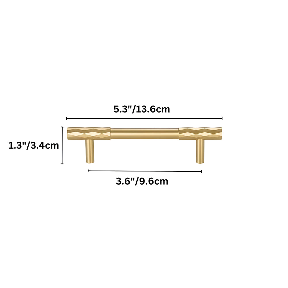 Modern Faceted Solid Brass T-Bar Cupboard Handles & Knobs