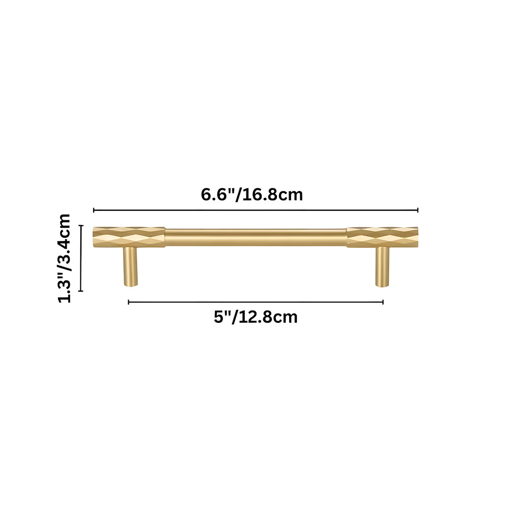 Modern Faceted Solid Brass T-Bar Cupboard Handles & Knobs