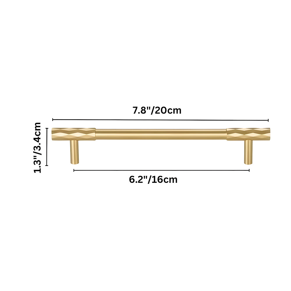 Modern Faceted Solid Brass T-Bar Cupboard Handles & Knobs