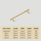 Modern Faceted Solid Brass T-Bar Cupboard Handles & Knobs