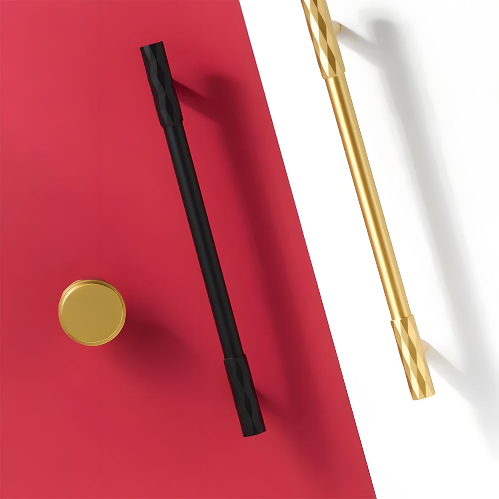 Modern Faceted Solid Brass T-Bar Cupboard Handles & Knobs