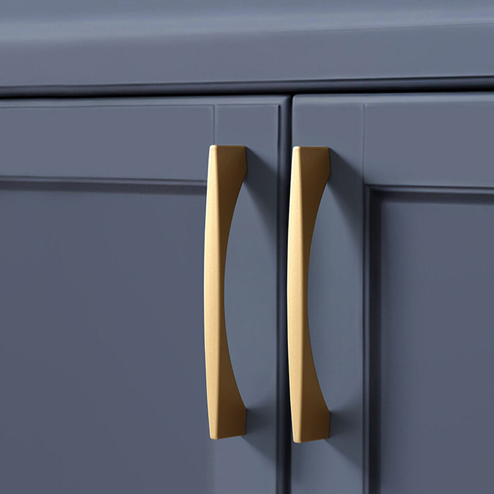 Modern Flared Gold Brass Cupboard and Drawer Handles