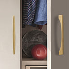 Modern Flared Gold Brass Cupboard and Drawer Handles