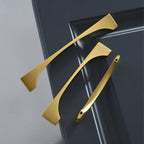 Modern Flared Gold Brass Cupboard and Drawer Handles