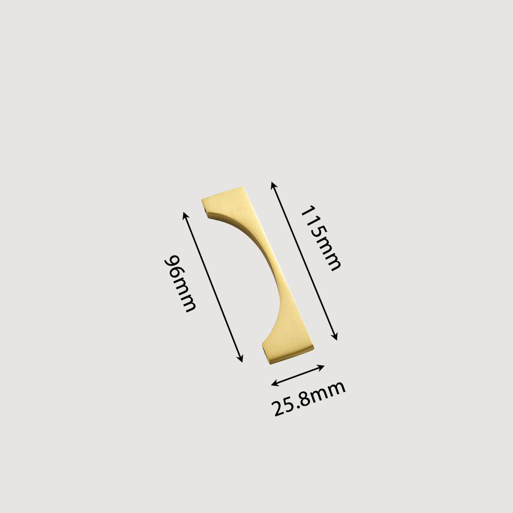 Modern Flared Gold Brass Cupboard and Drawer Handles