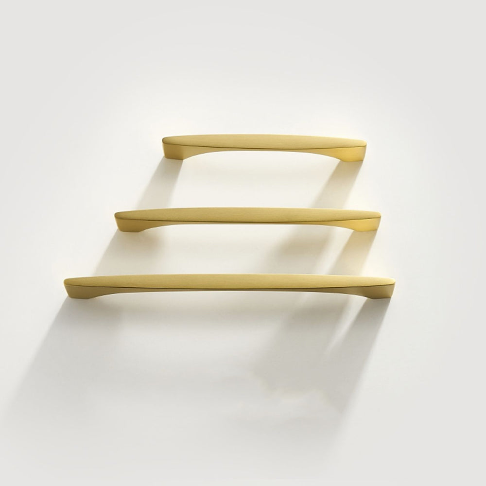 Modern Flared Gold Brass Cupboard and Drawer Handles