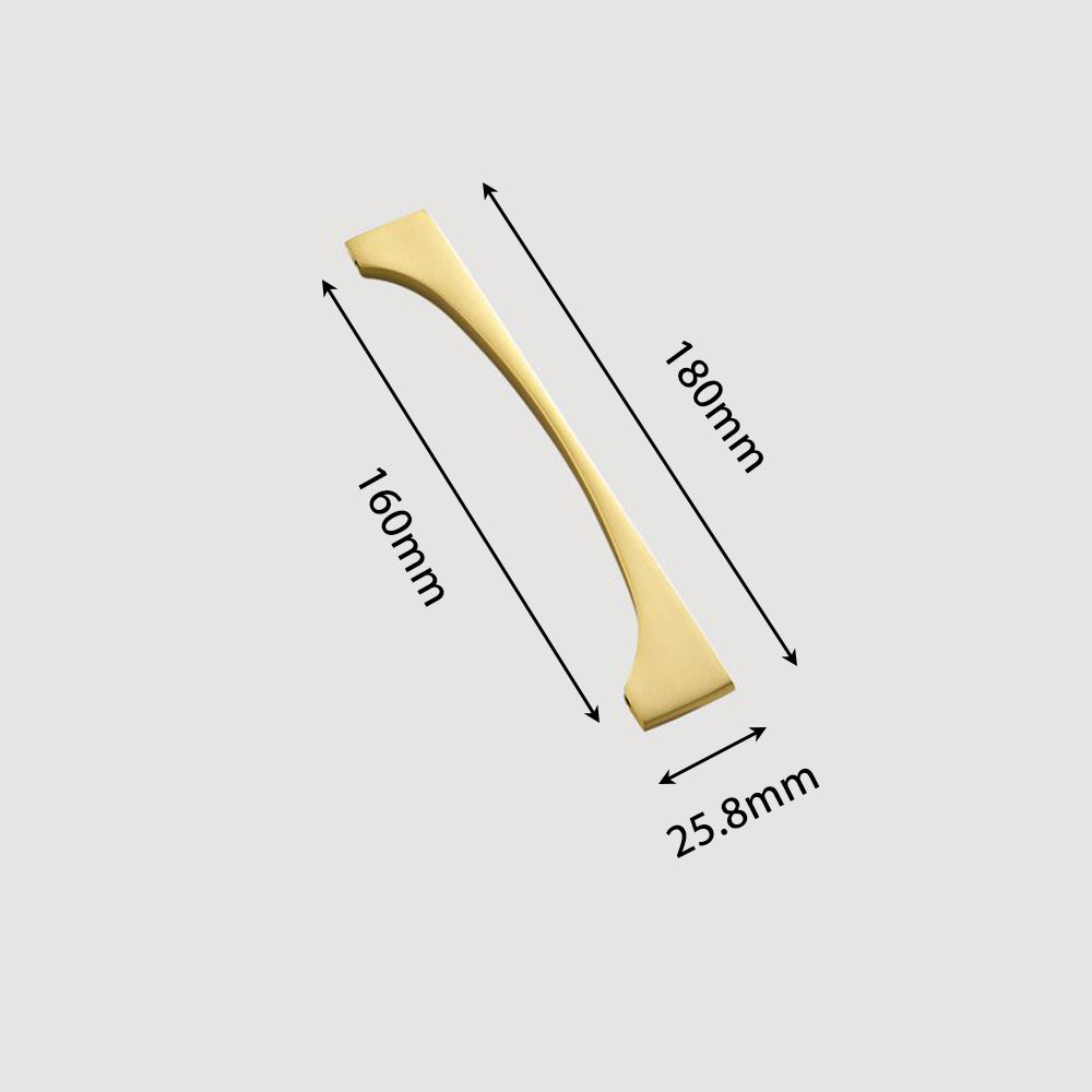 Modern Flared Gold Brass Cupboard and Drawer Handles