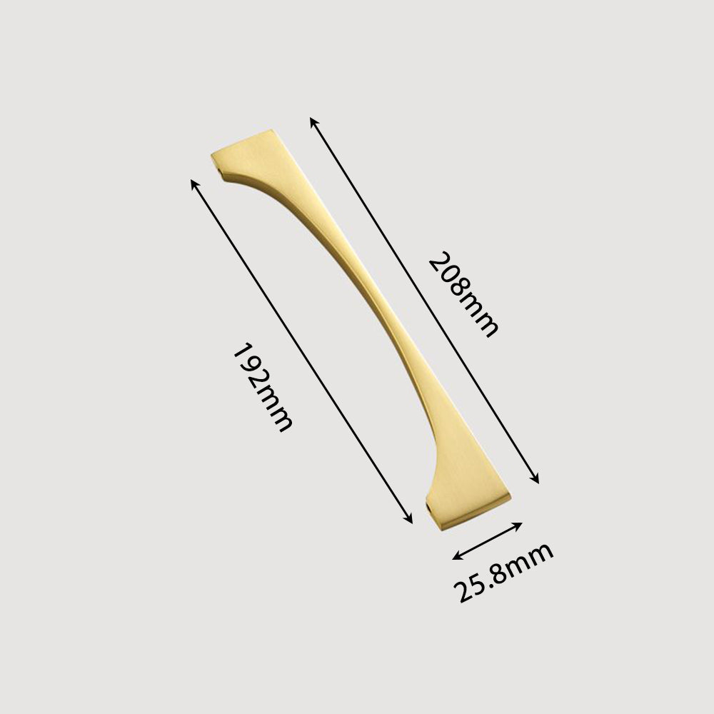 Modern Flared Gold Brass Cupboard and Drawer Handles