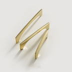 Modern Flared Gold Brass Cupboard and Drawer Handles