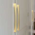 Modern Flared Gold Brass Cupboard and Drawer Handles