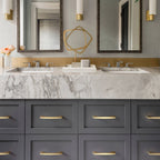 Modern Flared Gold Brass Cupboard and Drawer Handles