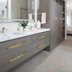 Modern Flared Gold Brass Cupboard and Drawer Handles