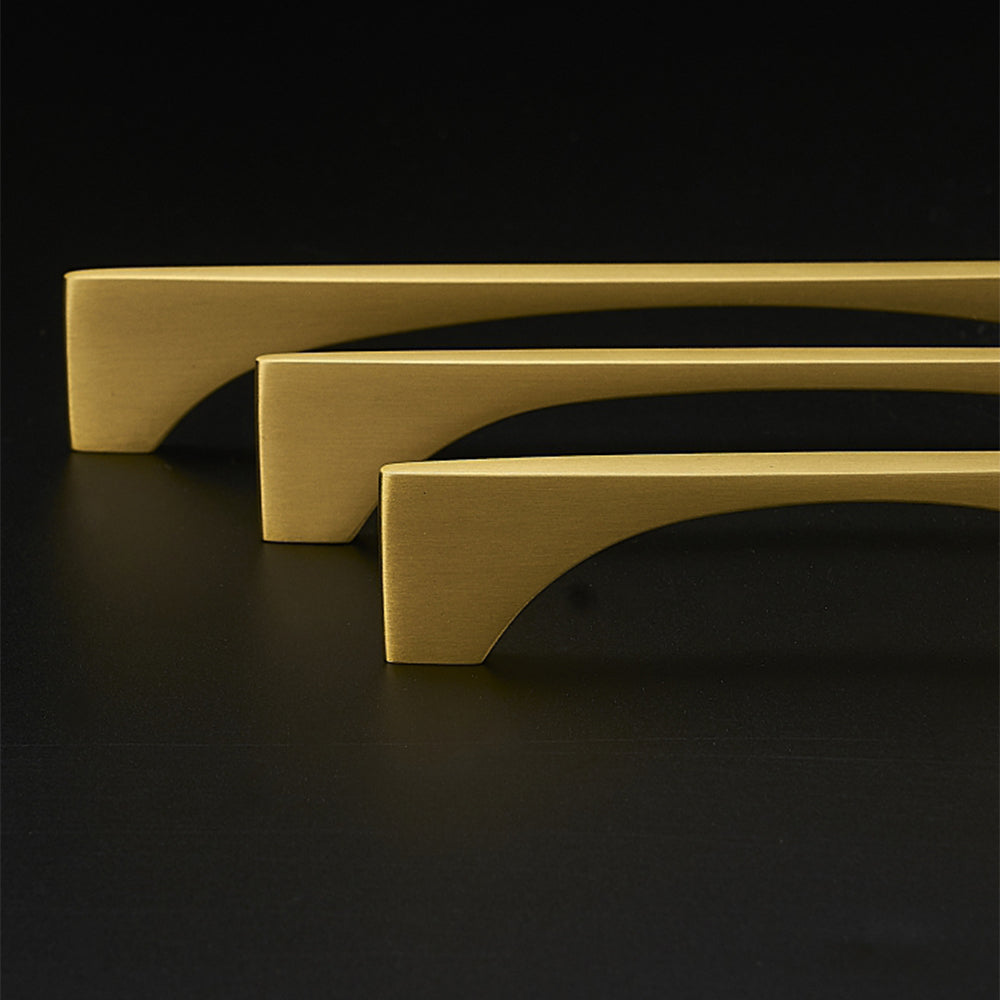 Modern Flared Gold Brass Cupboard and Drawer Handles