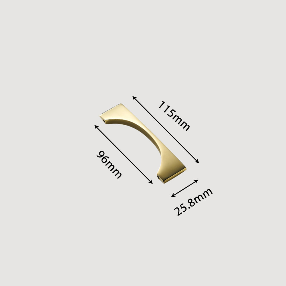 Modern Flared Gold Brass Cupboard and Drawer Handles