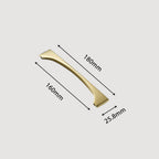 Modern Flared Gold Brass Cupboard and Drawer Handles