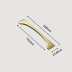 Modern Flared Gold Brass Cupboard and Drawer Handles