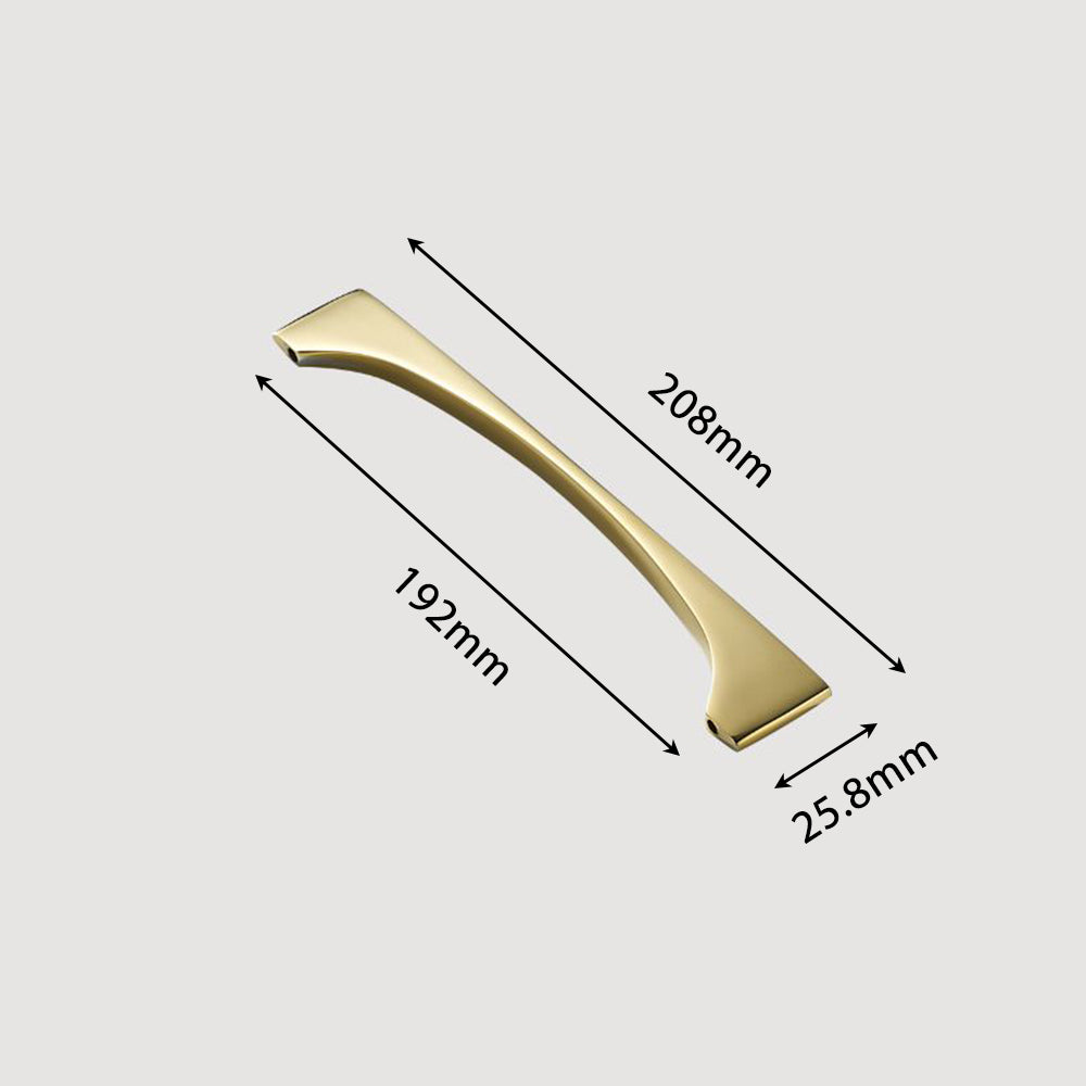 Modern Flared Gold Brass Cupboard and Drawer Handles