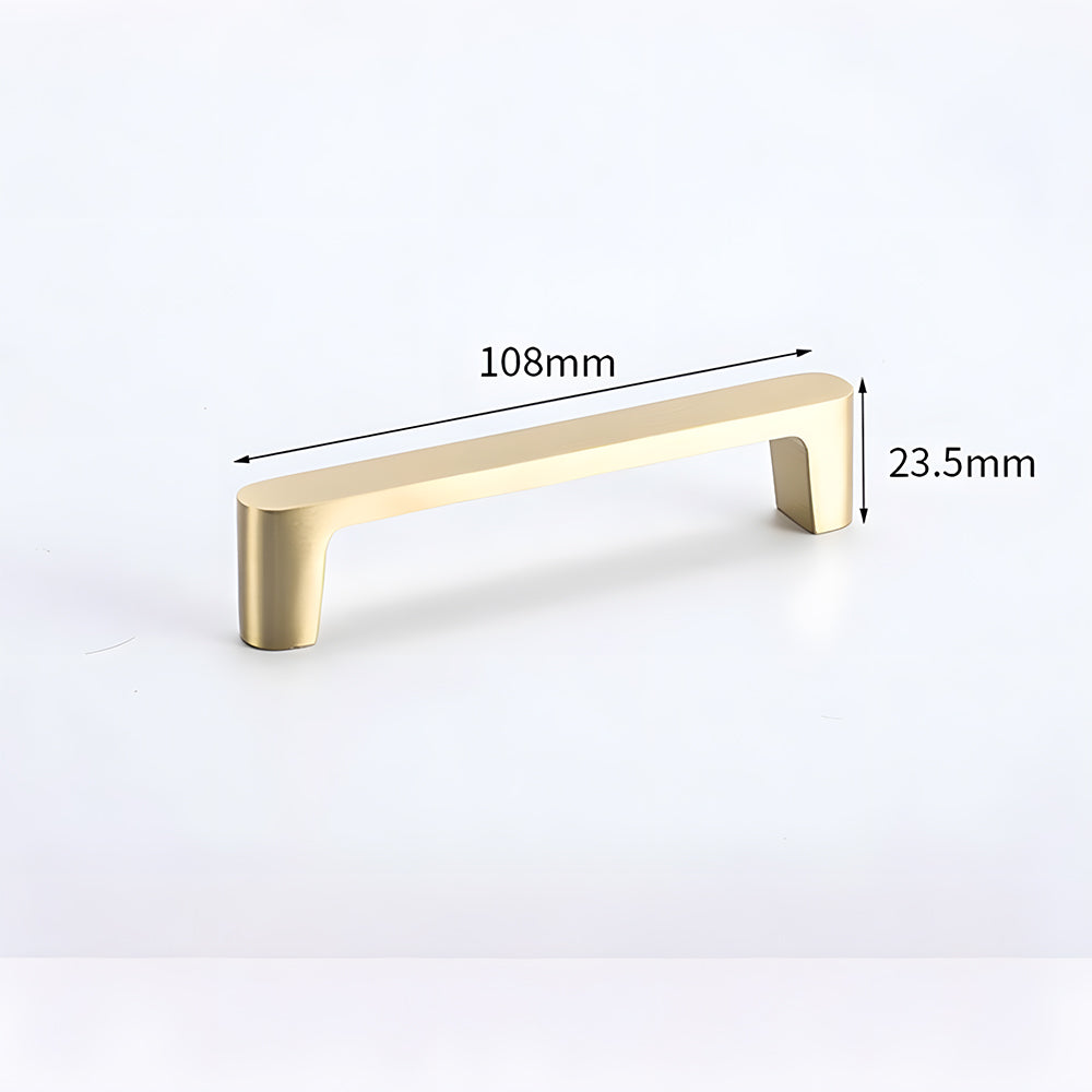Modern Flat Bar Solid Brass Cupboard Handles in Gold