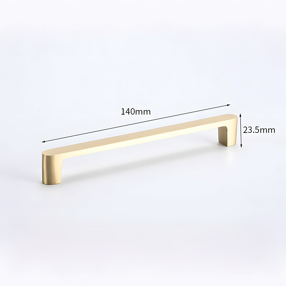 Modern Flat Bar Solid Brass Cupboard Handles in Gold
