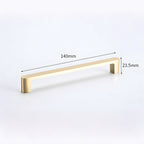 Modern Flat Bar Solid Brass Cupboard Handles in Gold