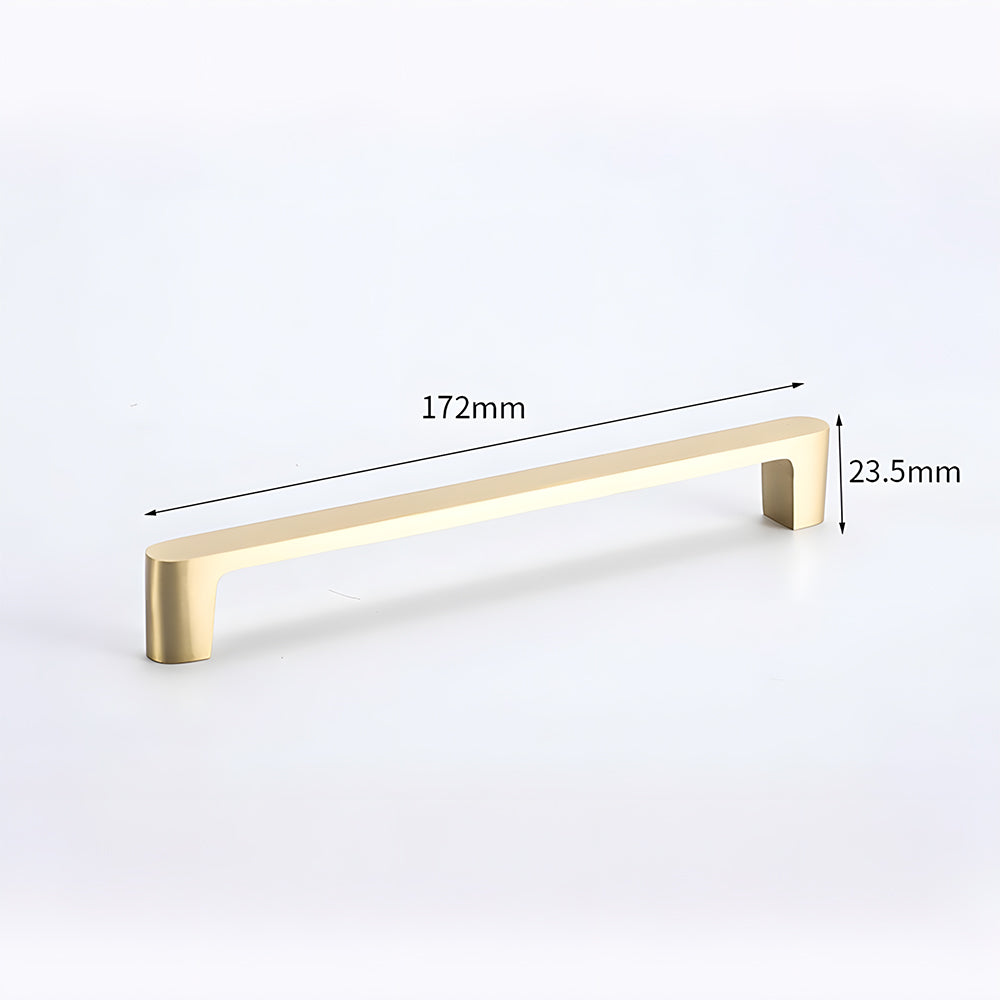 Modern Flat Bar Solid Brass Cupboard Handles in Gold