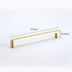 Modern Flat Bar Solid Brass Cupboard Handles in Gold