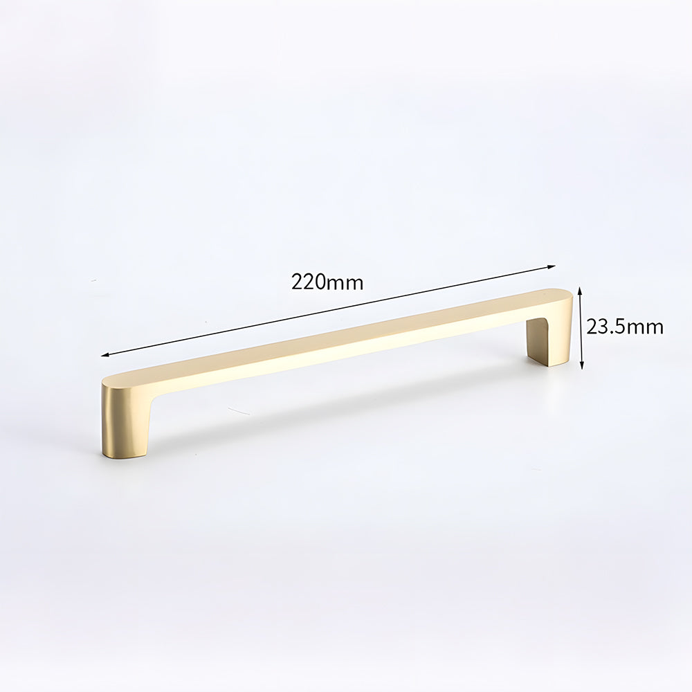 Modern Flat Bar Solid Brass Cupboard Handles in Gold