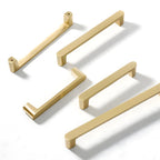Modern Flat Bar Solid Brass Cupboard Handles in Gold