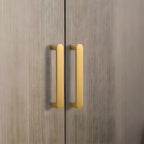 Modern Flat Bar Solid Brass Cupboard Handles in Gold