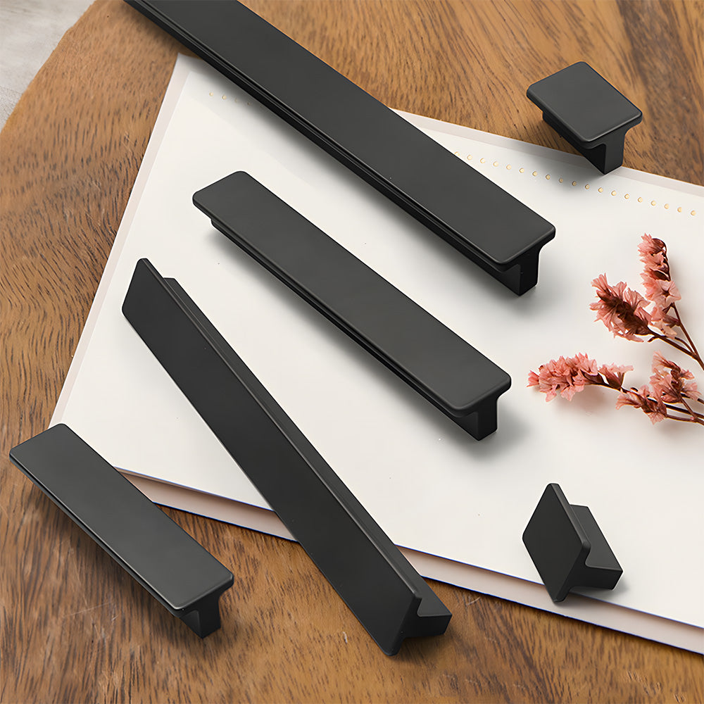 Modern Flat Matt Black Cupboard and Drawer Handles