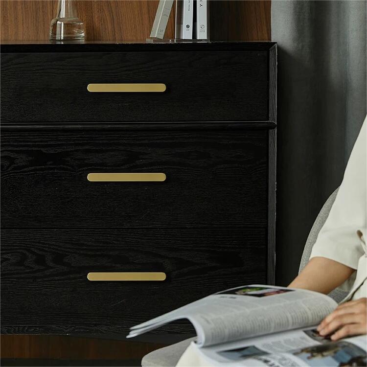 Modern Flat T-Bar Kitchen Cupboard Handles in Brushed Brass Finish
