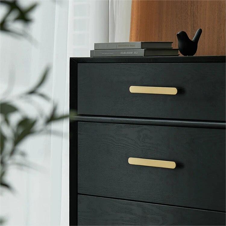 Modern Flat T-Bar Kitchen Cupboard Handles in Brushed Brass Finish