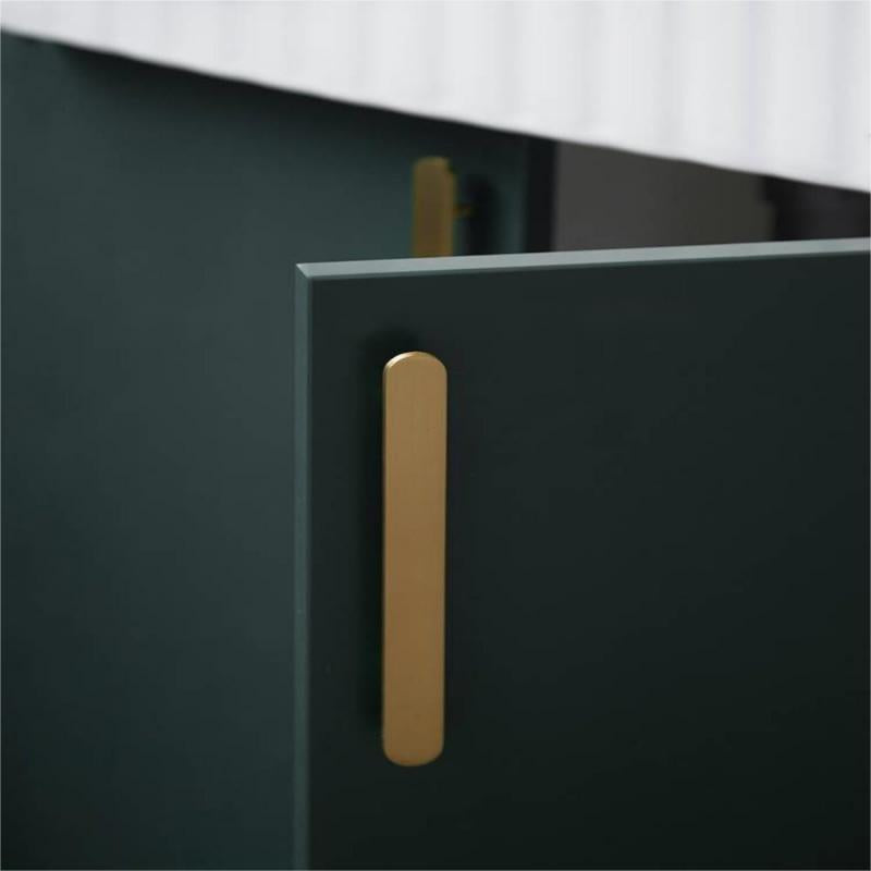 Modern Flat T-Bar Kitchen Cupboard Handles in Brushed Brass Finish