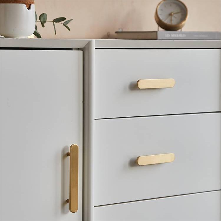 Modern Flat T-Bar Kitchen Cupboard Handles in Brushed Brass Finish