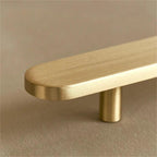Modern Flat T-Bar Kitchen Cupboard Handles in Brushed Brass Finish