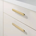 Modern Flat T-Bar Kitchen Cupboard Handles in Brushed Brass Finish