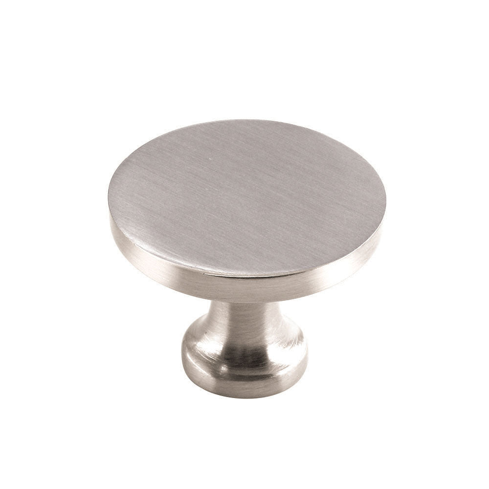 Modern Flat-Top Round Brushed Nickel Cupboard Knobs