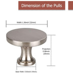 Modern Flat-Top Round Brushed Nickel Cupboard Knobs