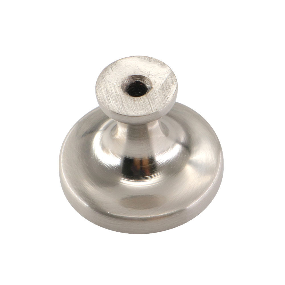 Modern Flat-Top Round Brushed Nickel Cupboard Knobs