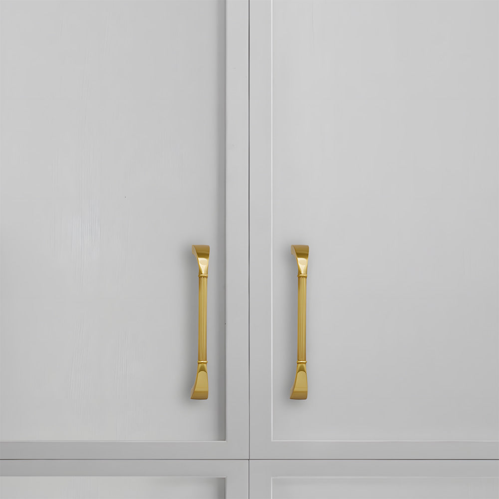 Modern Fluted Arched Solid Brass Cupboard Handles