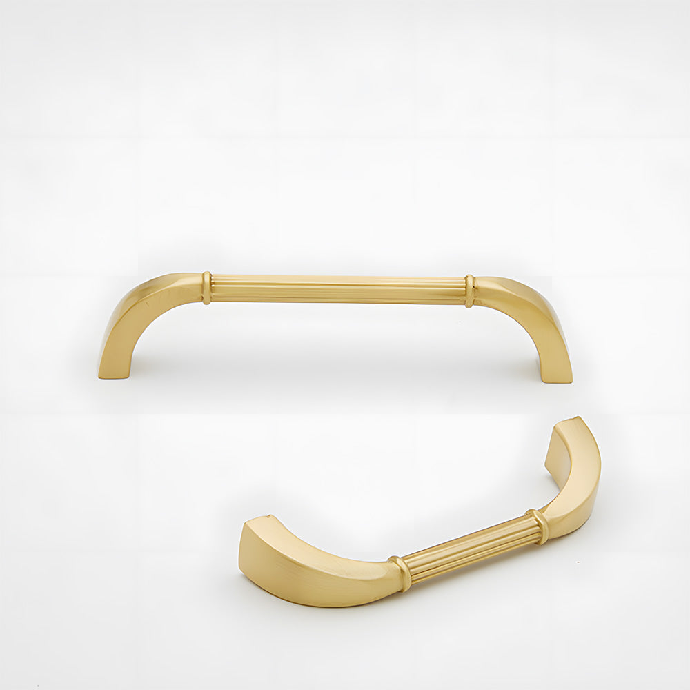 Modern Fluted Arched Solid Brass Cupboard Handles
