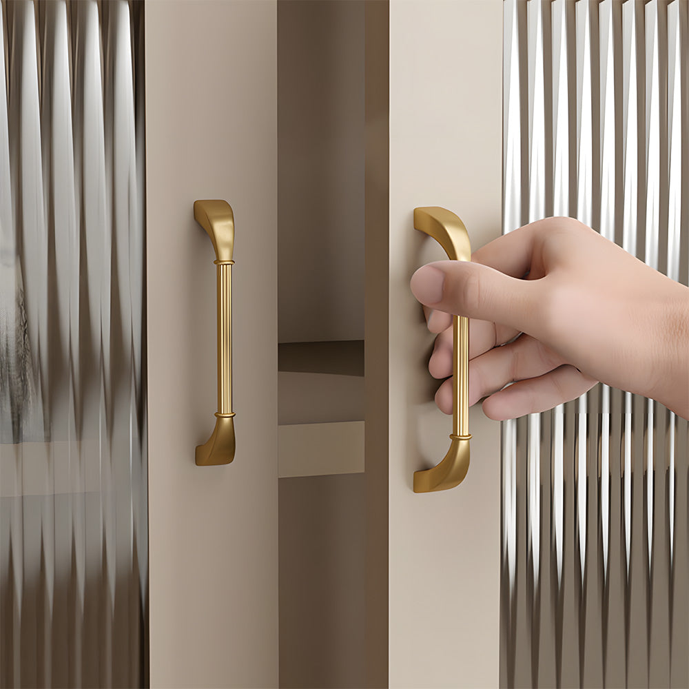 Modern Fluted Arched Solid Brass Cupboard Handles