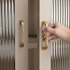Modern Fluted Arched Solid Brass Cupboard Handles