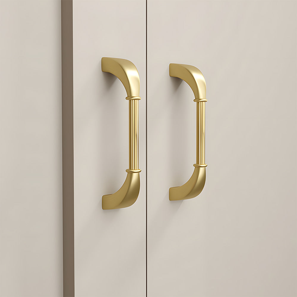 Modern Fluted Arched Solid Brass Cupboard Handles