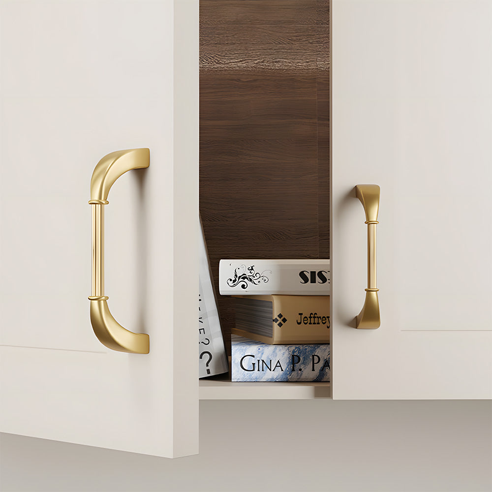 Modern Fluted Arched Solid Brass Cupboard Handles