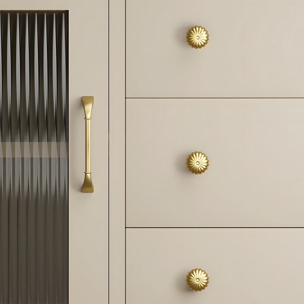Modern Fluted Arched Solid Brass Cupboard Handles