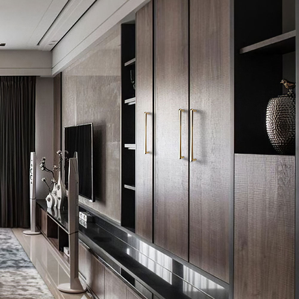 Modern Gold D Wardrobe Handles & Teardrop Knobs