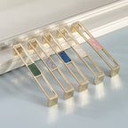 Modern Gold Openwork Cupboard Handles with Coloured Inserts