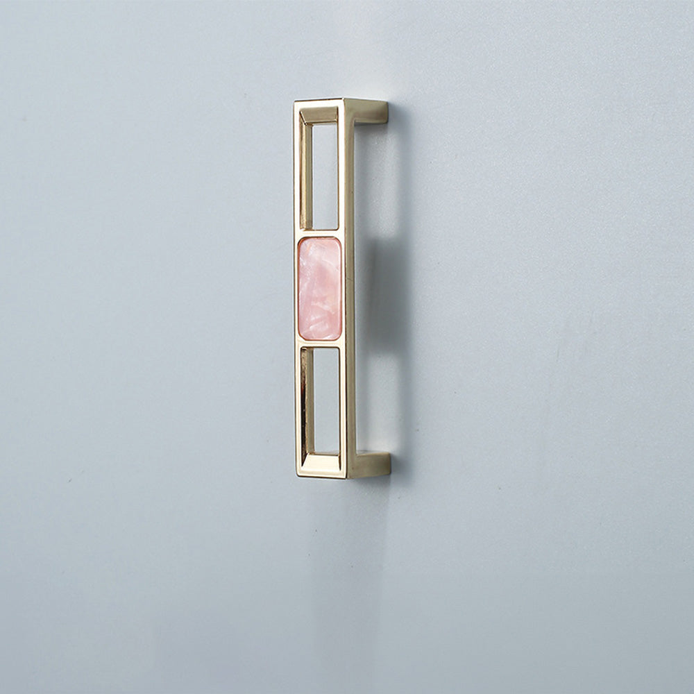 Modern Gold Openwork Cupboard Handles with Coloured Inserts