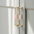 Modern Gold Openwork Cupboard Handles with Coloured Inserts
